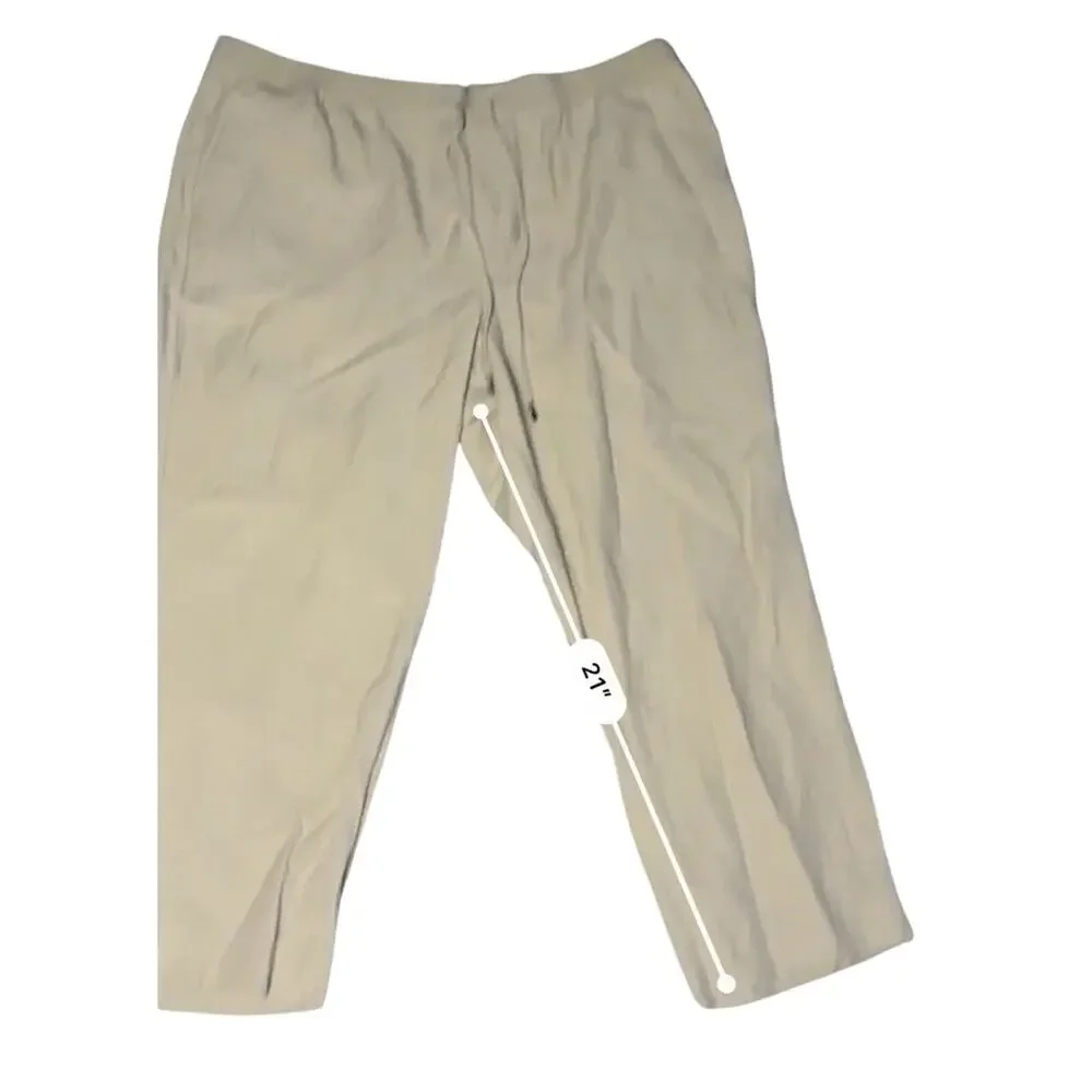 Banana Republic Pants Linen Cropped Drawstring Straight Cream Boho Beach size XL